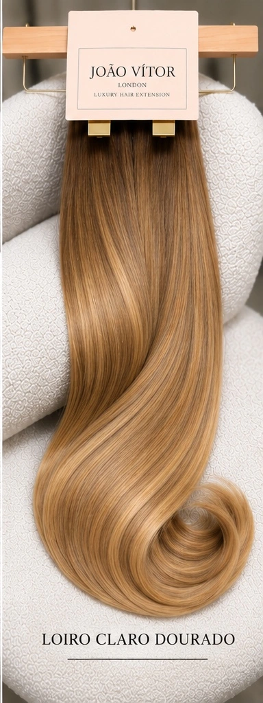Amostra de cabelo:  Loiro claro dourado